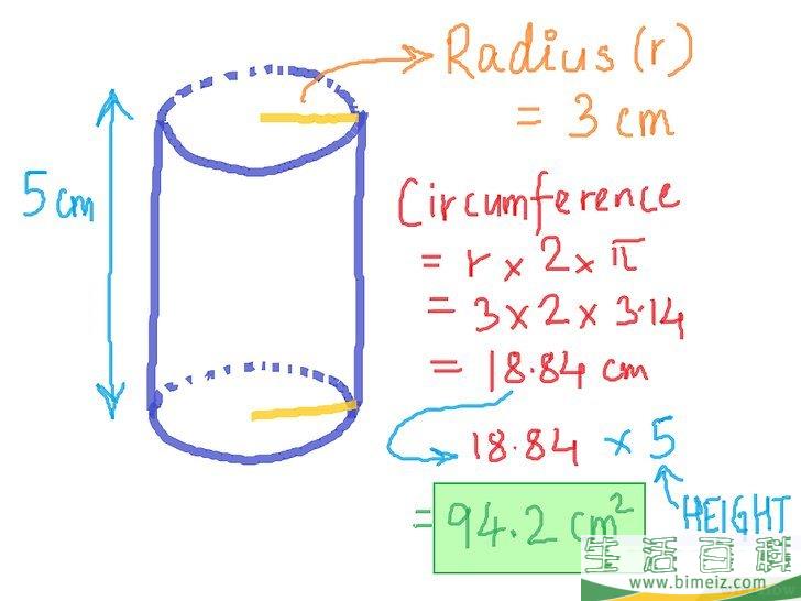 怎么计算圆柱体的表面积