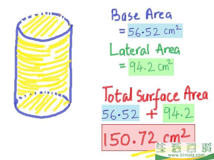 怎么计算圆柱体的表面积