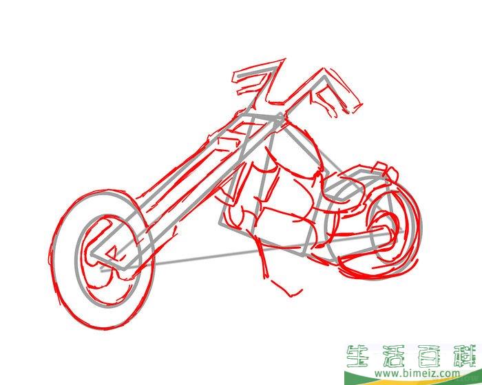 怎么画摩托车