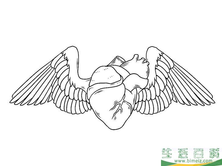 怎么画带翅膀的心