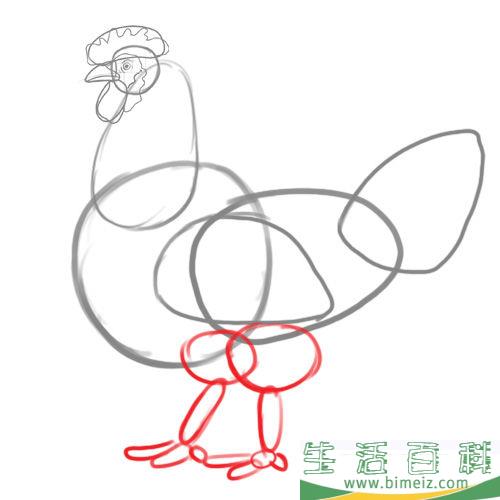 怎么画公鸡